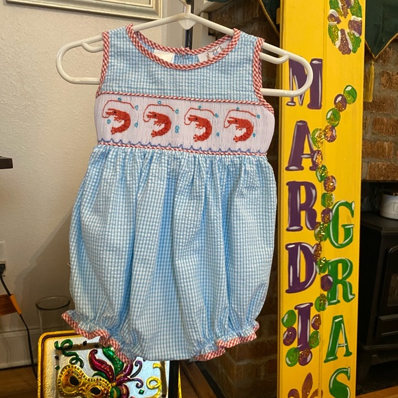 Lulu Bebe Infant Girls Smocked Romper size 6 months - Picture 10 of 13